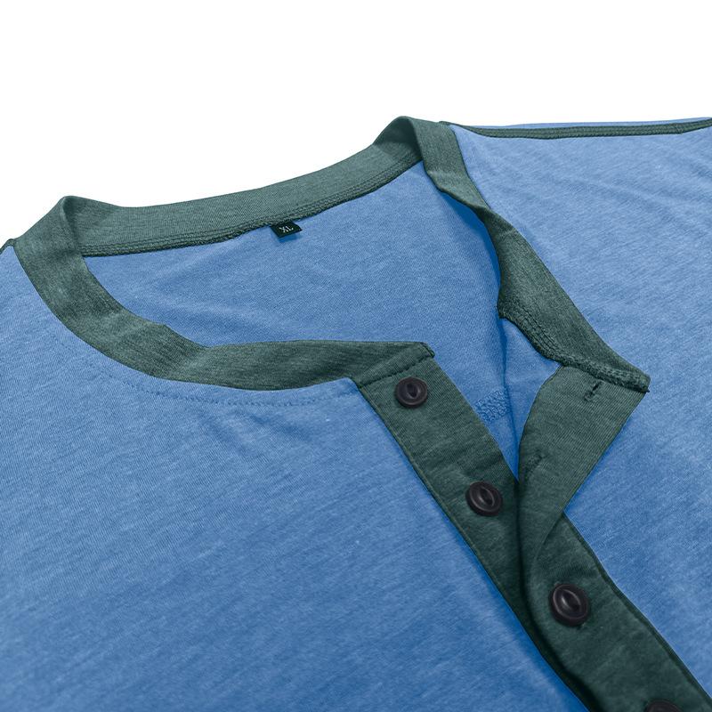 Příležitostné tričko s dlouhým rukávem přiléhavého střihu Slim-fit Henley top nadměrné velikosti pánské podzimní novinky