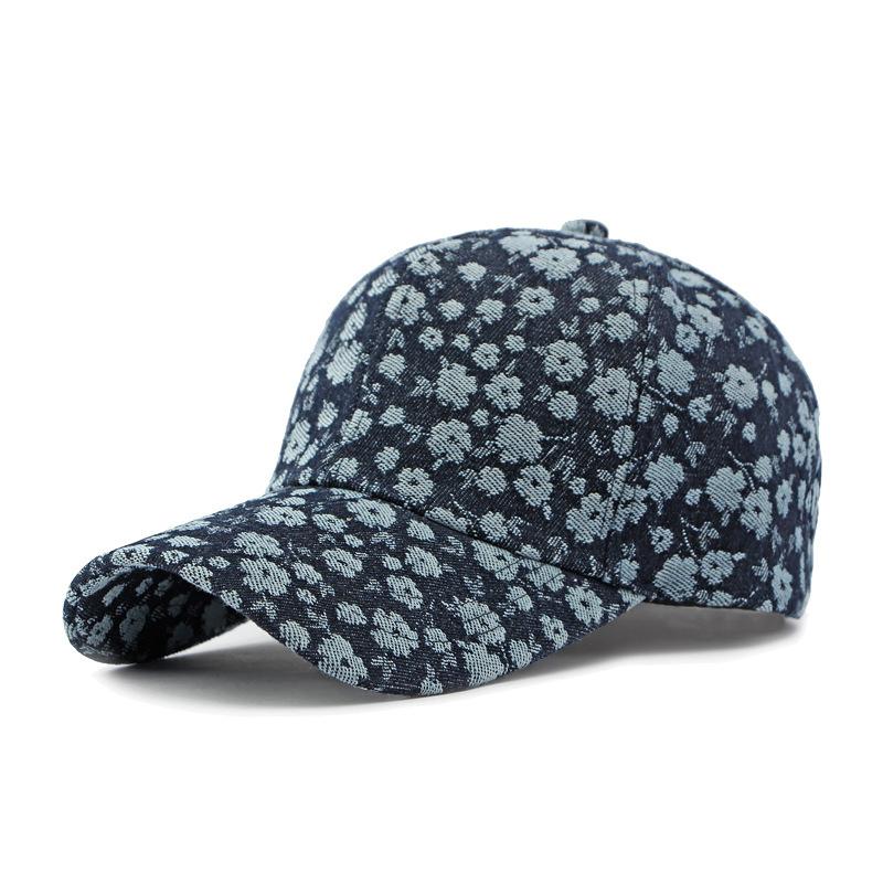 Denim Hat Female Floral Hard Top Baseball Cap
