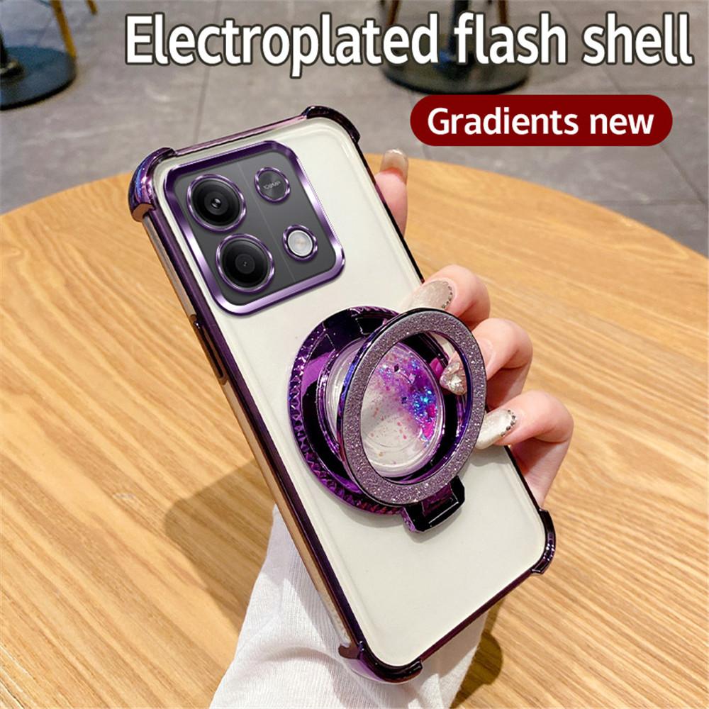 Coque de luxe à paillettes de sable mouvant avec support magnétique pour Xiaomi Redmi Note 13 Pro 4G 5G 13Pro 12Pro 11S 10S 9S 9 Pro 13C 12C 10C