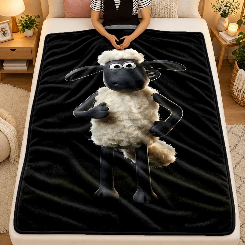 Flannel BlanketShaun the Sheep Warm Soft Throw Blanket for Indoor Sofa Bed Living Room Use