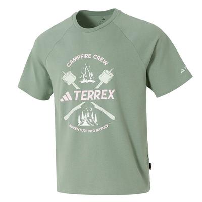 Terrex Ss25 Logo Buchstaben Rundhals Raglan Kurzarm T-Shirt Herren T-Shirt Grün JI8316