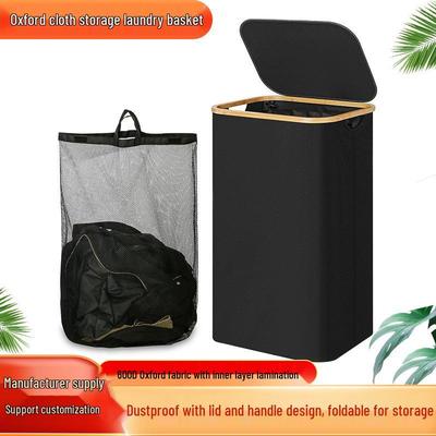 Faltbarer Bambus-Wäschekorb mit Netzsack und Oxford-Gewebe zur Aufbewahrung