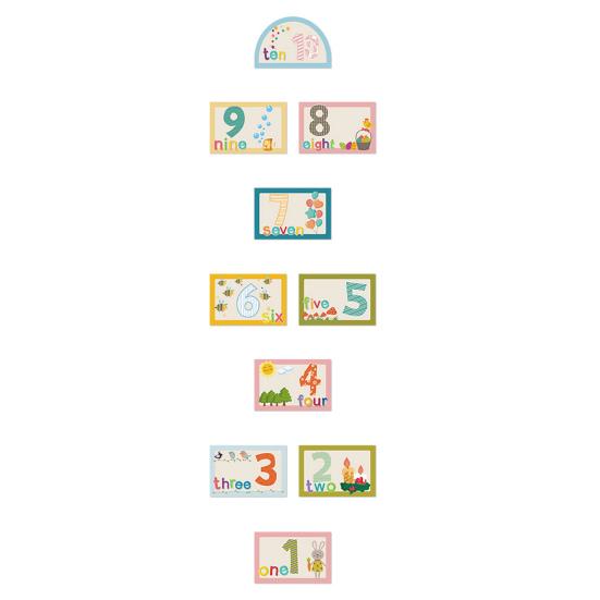 10 Teile/satz Boden Aufkleber Selbst-adhesive Cartoon Druck Keine Rückstände Gitter Anzahl Spiel Wand Aufkleber für Kinderzimmer