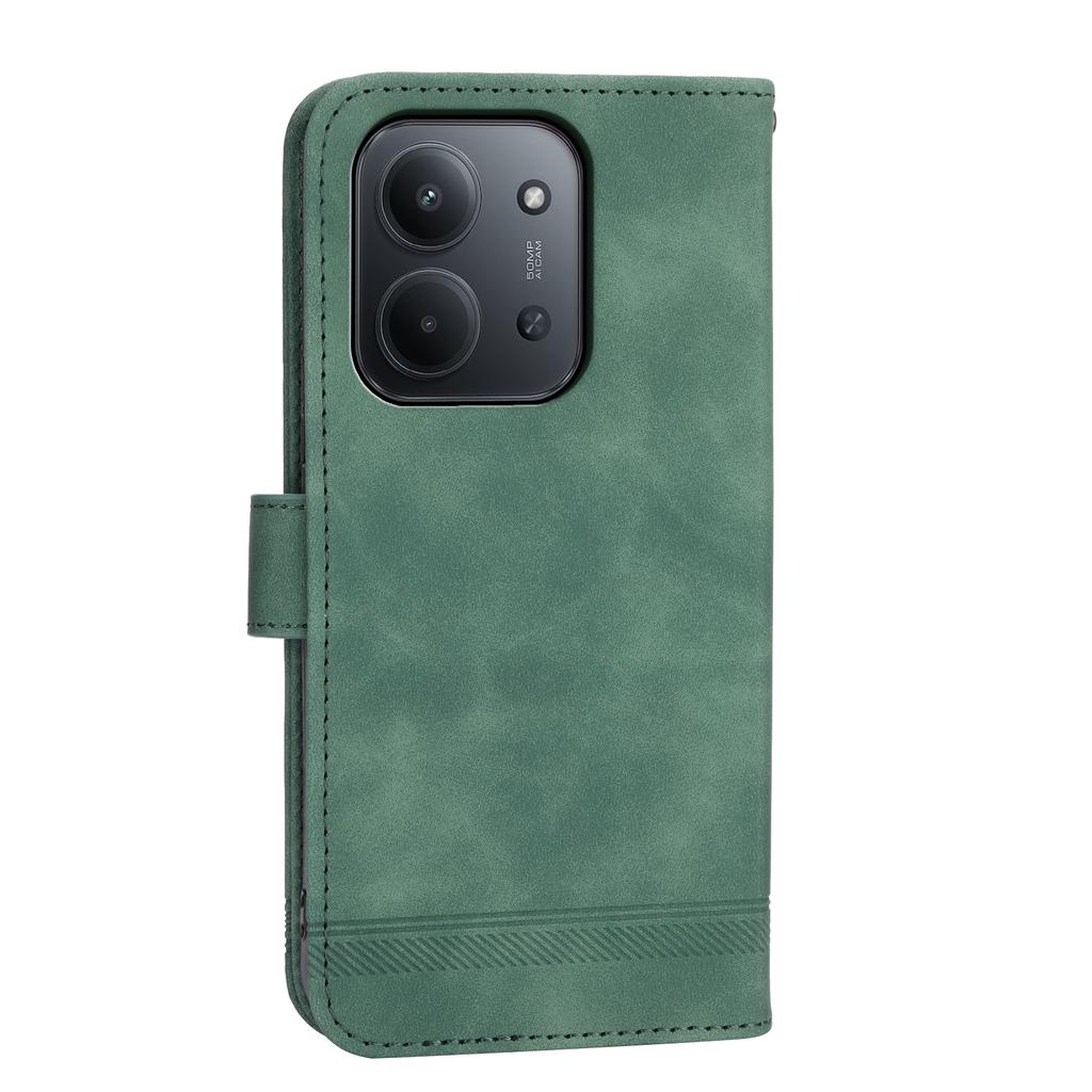 DIERFENG DF-03 For Xiaomi Redmi 15C 4G (Global) (171mm)/Poco C85 4G Case Lines Imprint Wallet Leather Phone Cover with Wrist Strap