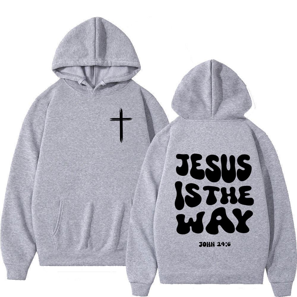 Christian Jesus Is The Way Bible Verse Hoodies Men Women Clothing Fashion Retro Sweatshirts Fleece Casual Long Sleeves Pullovers
