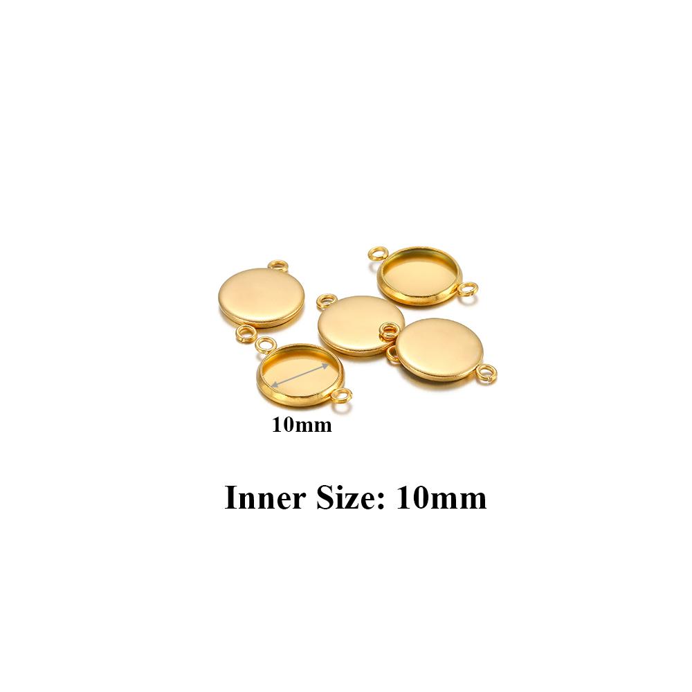 10 pièces Acier Inoxydable 6-30mm Base Cabochon Camée Couleur Dorée Plateau Rond Vide pour Collier Bracelet Fabrication de Bijoux Apprêts DIY