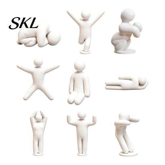 Minimalist Man Decoration 1/8Pcs 3D Printed Game Character Figure, Sitting Standing Lying Figurine, DIY Figurine Abstract White Statue, Collectible