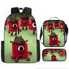 Digital Building Block Numberblocks School Bag Large Capacity Polyester Backpack Satchel Bag Pencil Bag Backpack Three-Piece Set