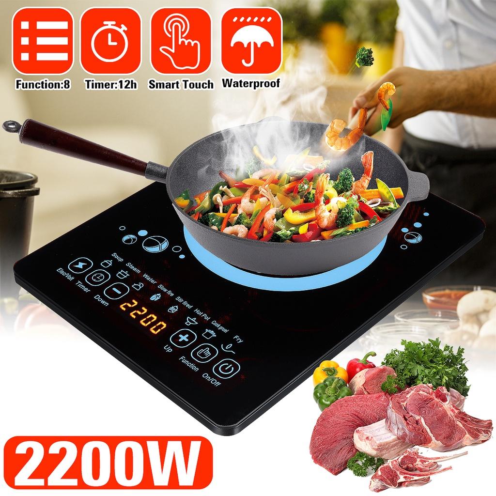 2200W Waterproof Timer Crystal Heating Panel Hotpot Cooktop Stove Touch Screen Electric Induction Cooker