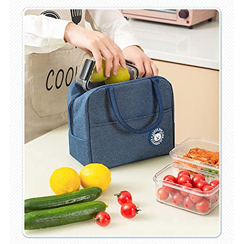 Lunch Bag with Thermal Insulation, Large Capacity, Lightweight, Waterproof, Washable, Convenient Storage for Commuting, School, and Camping (Blue)
