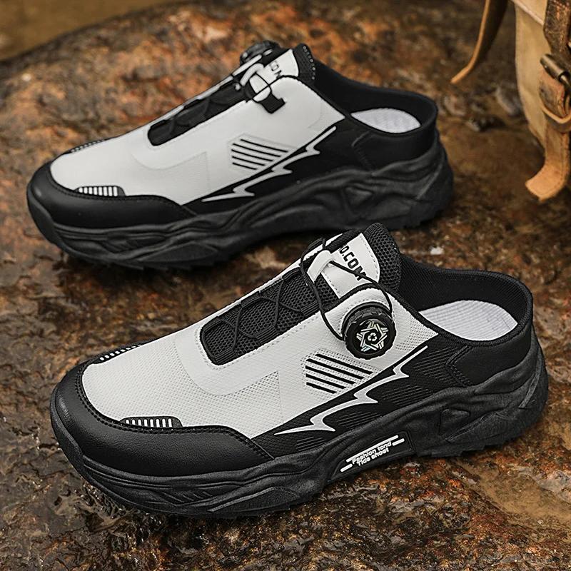 Herren atmungsaktive drehbare Schnürsenkel Freizeitschuhe Sommer weiche Sohle rutschfest Outdoor Wanderschuhe Mode Joker flache Schuhe