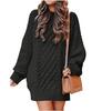 Women's Plus Size Loose Knit Sweater with Semi-High Neck - Chunky and Solid Color