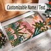 Leopard Theme Crystal Velvet Floor Rug Personalized Custom Name Text Warm Carpet Home Decoration