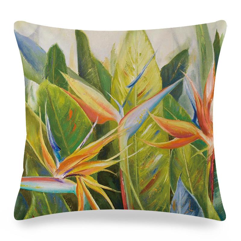 Retro Tropical Bamboo Digital Printing Short Plush Pillow Covers Decorative For Car Sofa Office Cushion Cover Home Goods