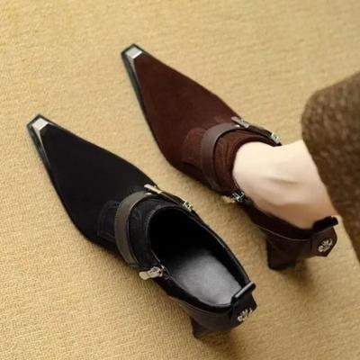 Fashion Sexy Pointed Toe Women High Heels Suede Shoes Elegant Office Party Chunky Shoes 2025