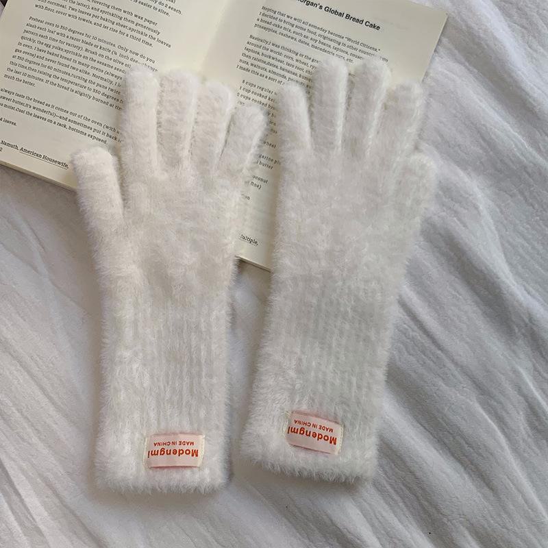 2024 Women's Winter Knit Fingerless Touchscreen Cycling Gloves – Korean Style