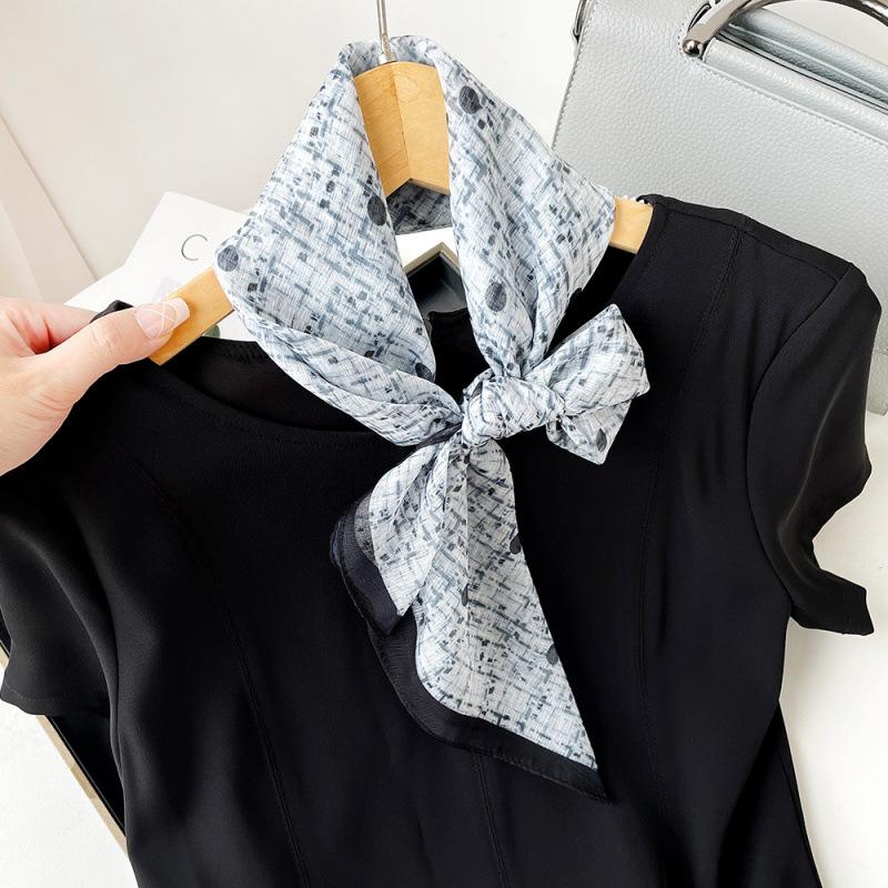 Korean Decorative Scarf Scarf Summer Scarf Square Scarf High-end Thin Style Xiliya Printed Square Scarf Tied Hair Strap