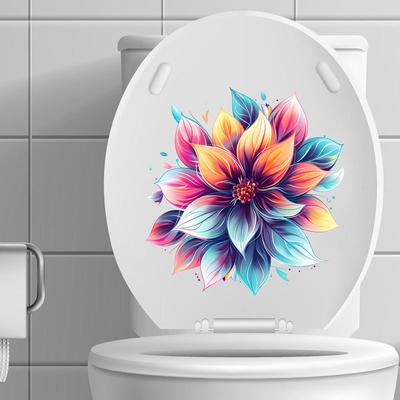 Selbstklebende Wasserdichte Minimalistische Blumen-Wandaufkleber für Badezimmer Toilettensitz Dekoration