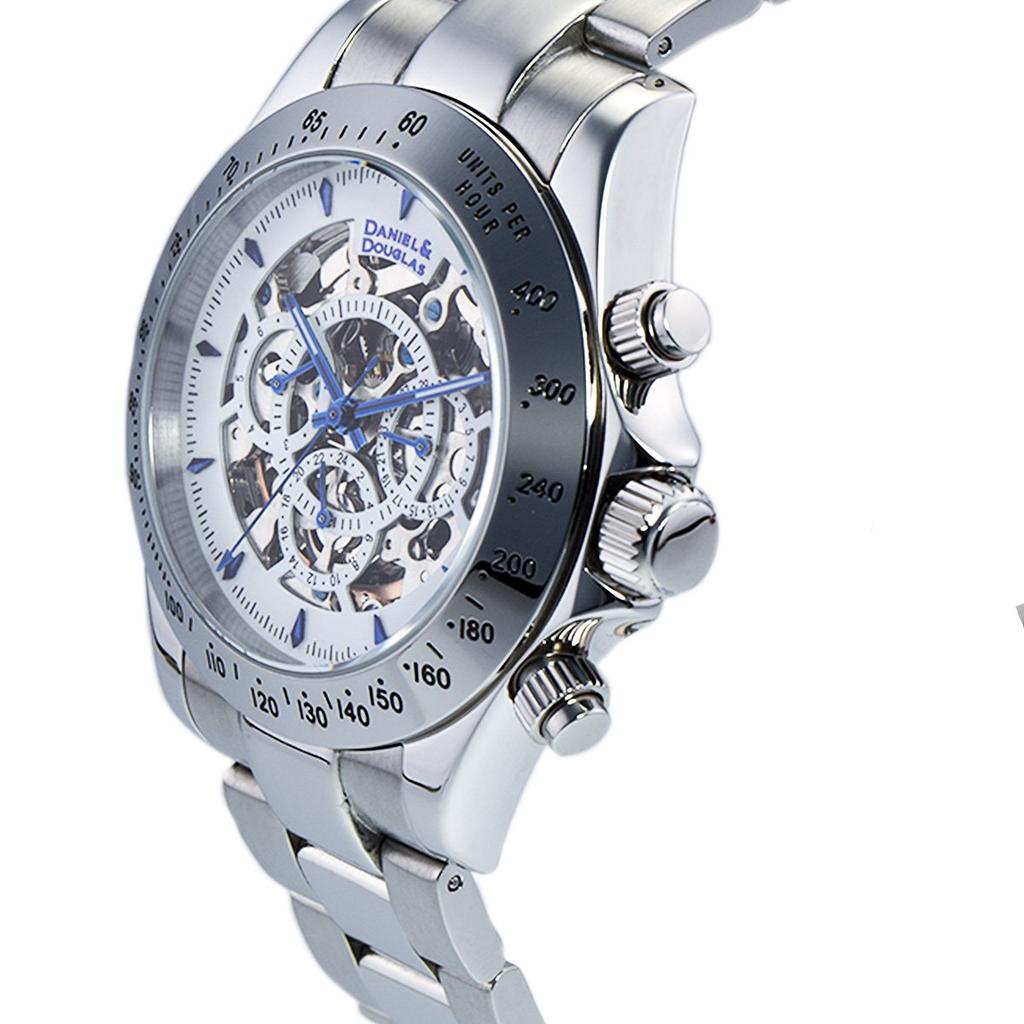 [Daniel & Douglas] [Daniel Douglas] Storage Box Men's 40mm White x Blue Silver Stainless Steel Mechanical Watch DD8802-WHBL [Parallel Import]