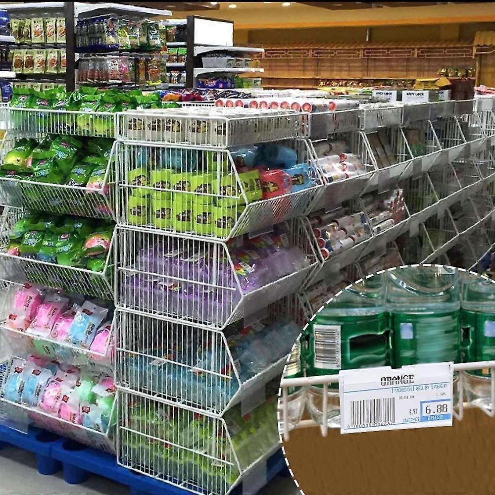 50 PCS Clear Plastic Label Holders for Wire Shelf Retail Price Label, 8cm x 4cm Basket Labels Clip On Labels for Storage Bins