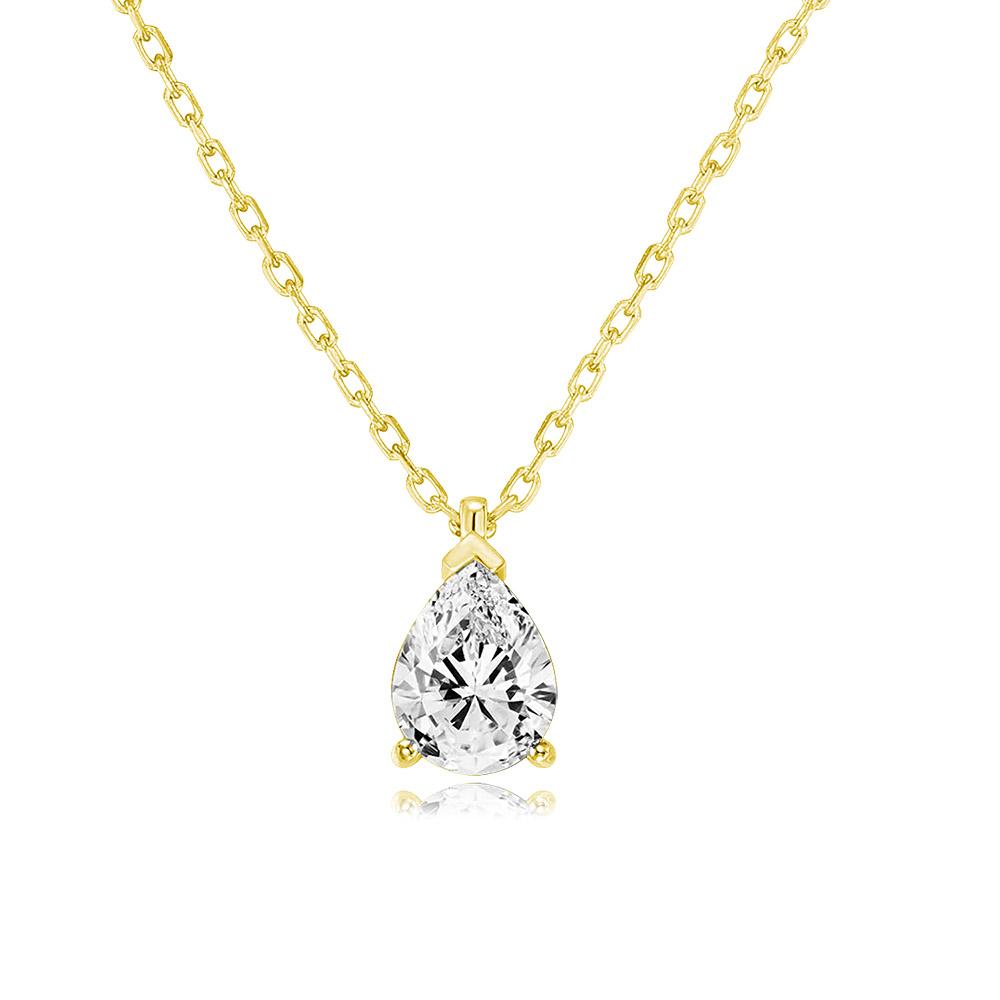 Waterdrop Crystal Pendant Necklace for Women Korean Fashion Gold Color Geometric CZ Choker Chain On Neck Accessories Jewelry