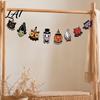 Halloween Party Decorations 8Pcs Bunting Banner Pumpkin Ghost Bat Witch Cartoon Hanging Garland Cute Props Retro Wooden Wall Flag for Home