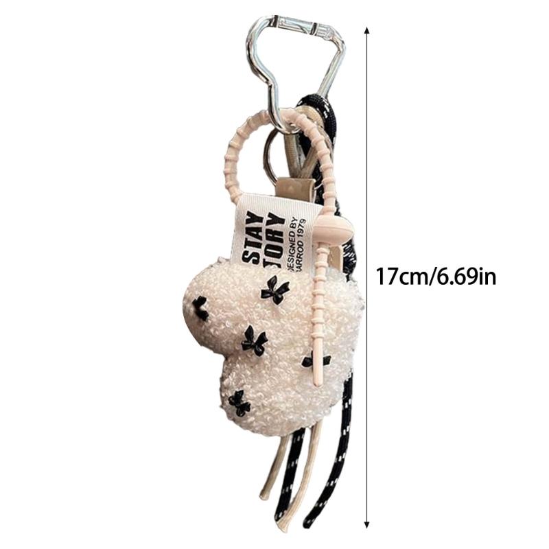 Elegant Charm Sturdy Plush Bowknot Love Keychains Charm Pendant for Trendy Women Bag Pendant and Car Jewelry Gifts