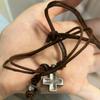Handmade Craft Rope Leather Necklace Retro Braided Cross Necklace Cross Pendant Necklace  Unisex