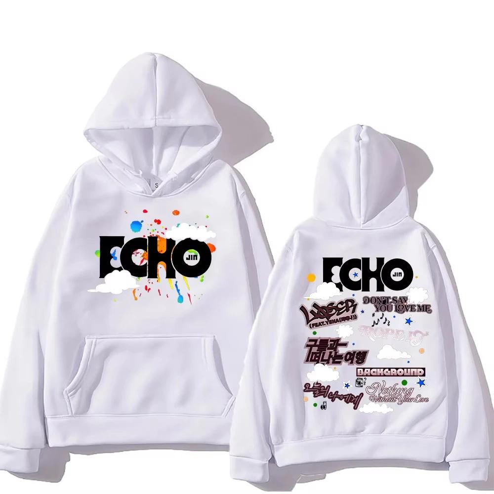 Jin Echo Hoodies Unisex Autumn Winter Casual Vintage Streetwear Sweatshirts Fashion Album Tour Pullover Jin Fans
