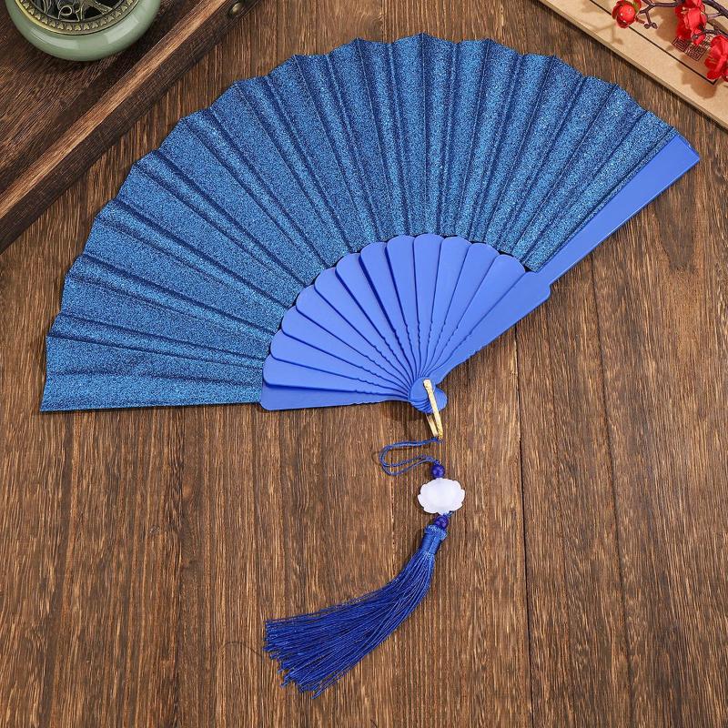 Vintage Folding Fan Chinese Style Dance Performance Hand Fans Gold Powder Plastic Fan Art Craft Gift Home Decor