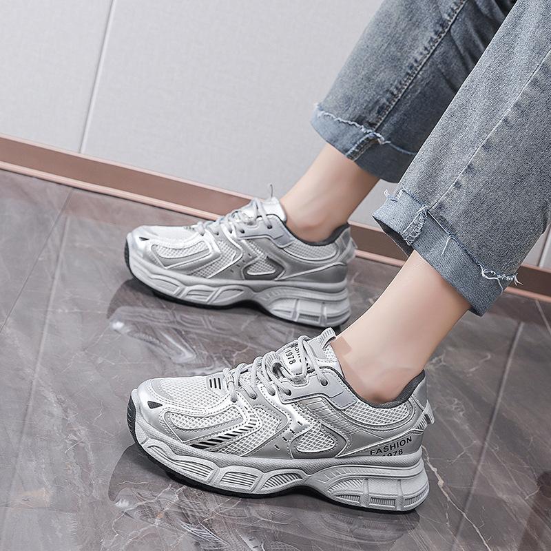 Sports Dad Shoes Women's 2024 Autumn New Versatile Student Korean Version of Thick-soled Casual Breathable Running Shoes Women