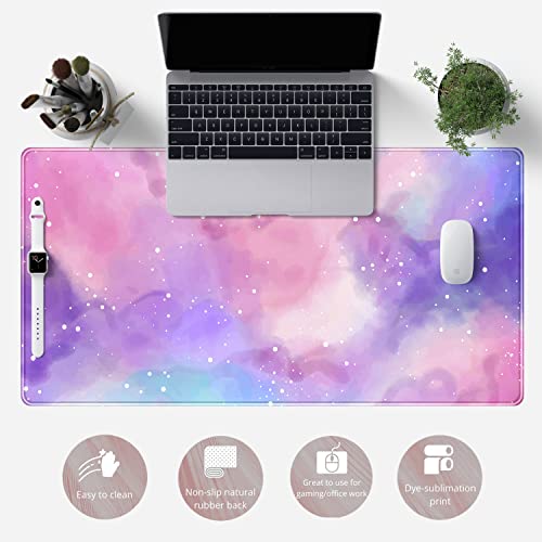Purple Starry Sky Galaxy cute e-sports mouse pad locking edge non-slip large computer table pad 80x40cm