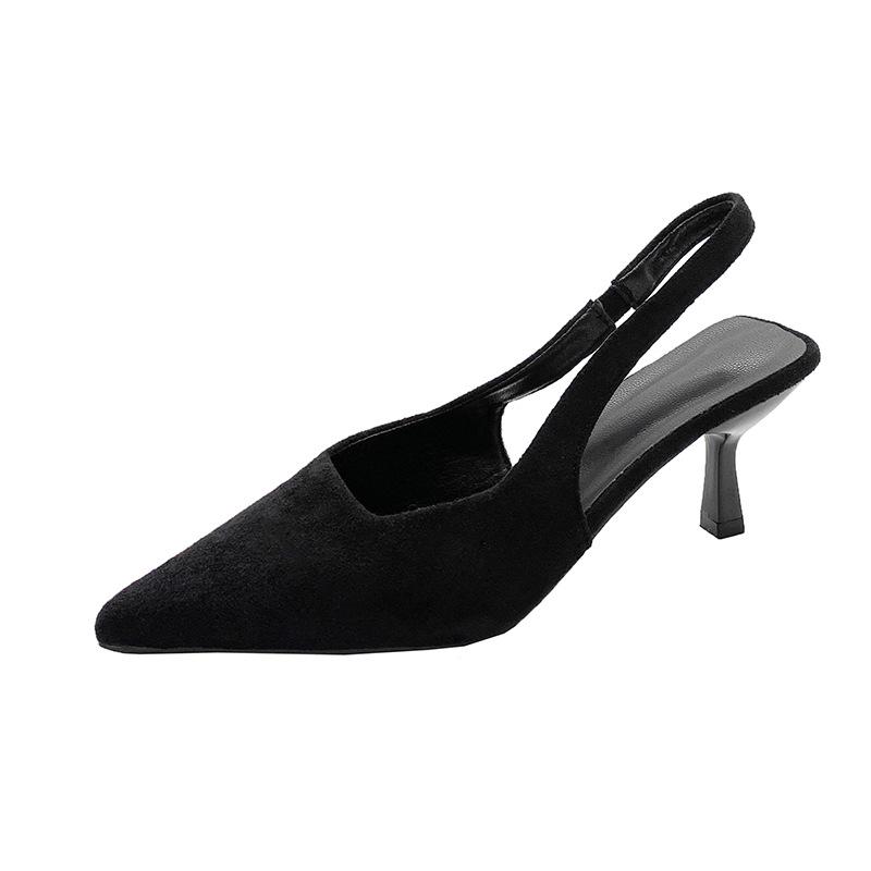 

Black high heels women s 2025 spring new small French Korean version single shoes with pointed thin heels sandals versatile 35 чёрный