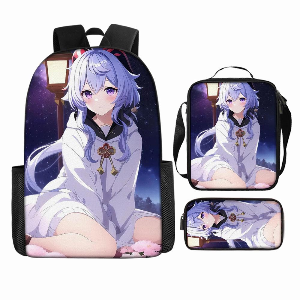 Luxury Popular Funny Novelty Genshin Impact 3D Printed 3pcs/Set Pupil School Bags Laptop Daypack Backpack Lunch Bag Pencil Case