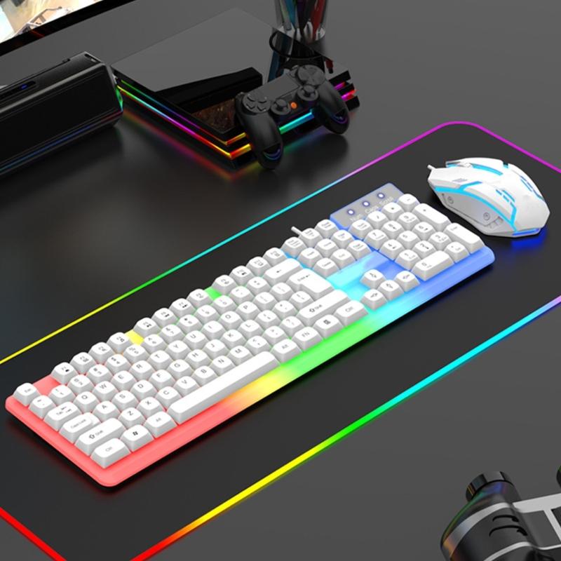 Kabelgebundenes Gaming-Tastatur- und Maus-Set LED-beleuchtete mechanische Tastatur 104 Tasten Maus Tastatur PC Gamer Zubehör