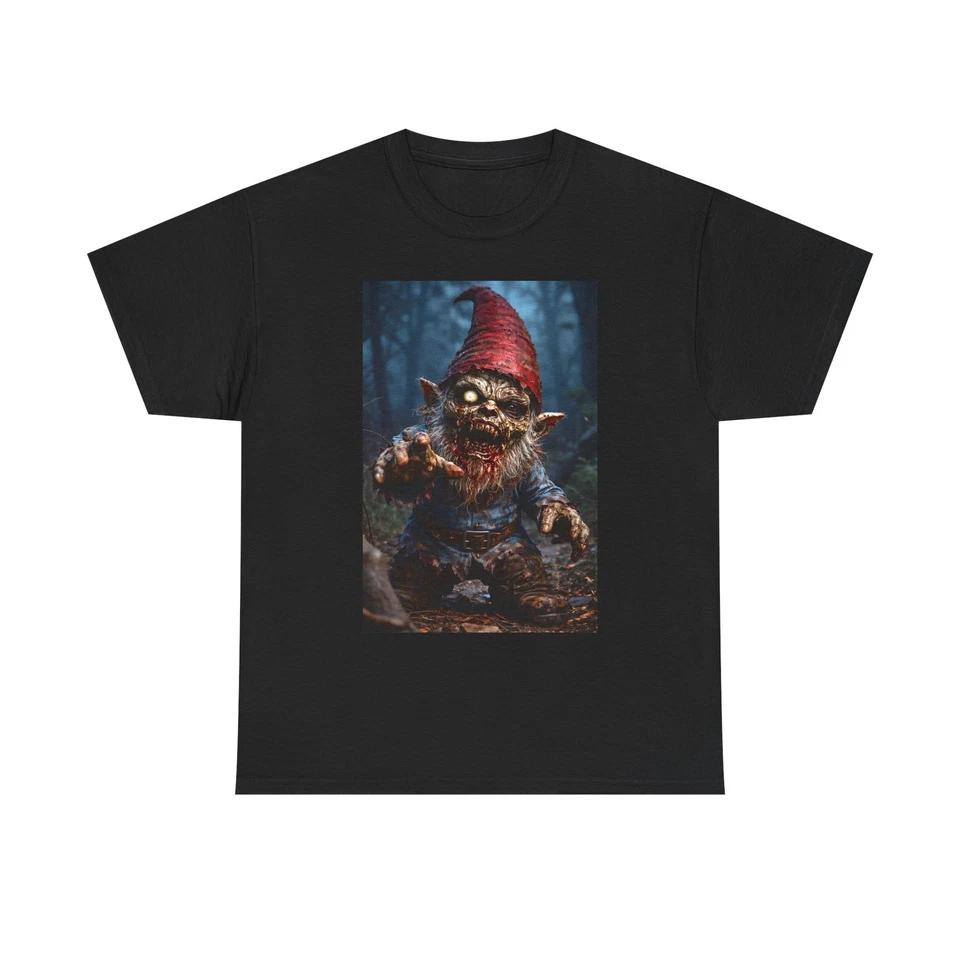 Creepy Zombie Garden Gnome T-Shirt | Horror Forest Illustration 4XL