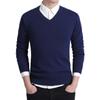 Herren S V-Ausschnitt Langarm Einfarbig Lässig Strickpullover