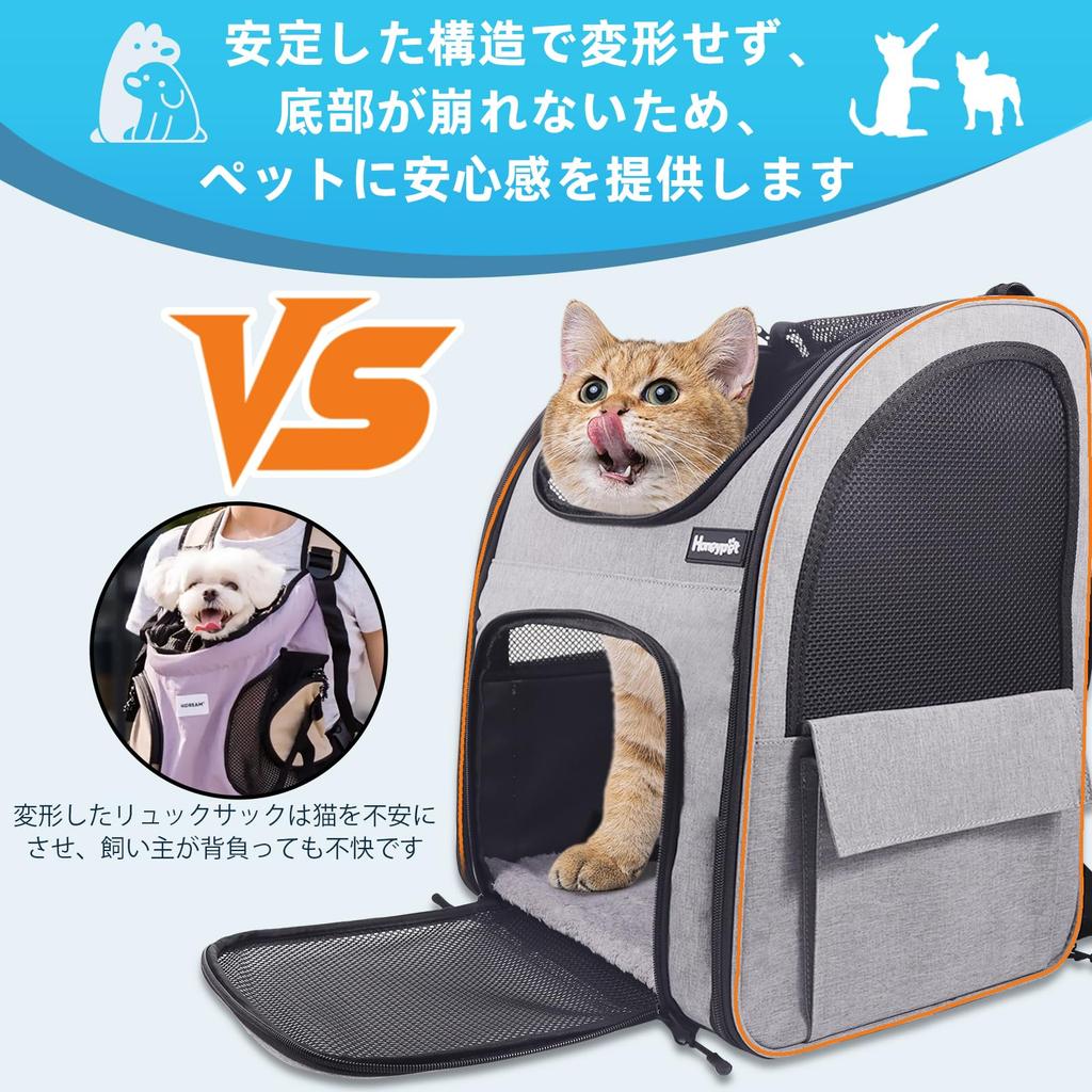 Honeypet Pet Carrier Backpack (Ventilated Mesh / Foldable / 8 Kg Capacity / Gray)