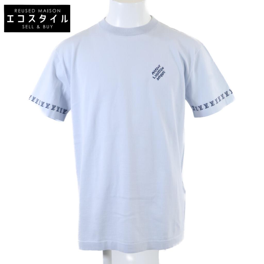 Louis Vuitton Brand New, Unused, Domestically Authorized RM252MQ Z34 HRN47W Signature Cotton Crew Neck T-Shirt Tops S Light blueUsed