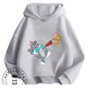 Popular Street Style Hooded Tops Tom And Jerry Classic Cartoon Design Minimalist Outdoor Daily Wear For Children 3 To 14 Age