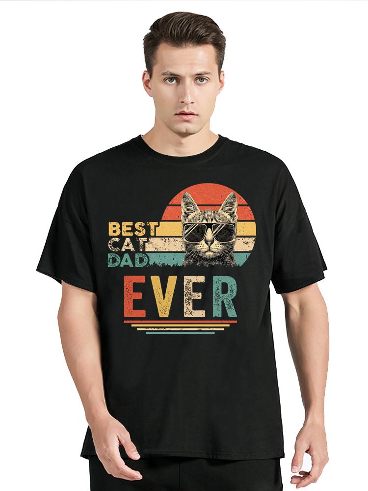 

New Summer T-Shirt Best Cat Dad Ever Graphic Tshirt Men s Clothing Oversized Tshirt Cotton Loose T Shirt Fashion O-neck Tops ... S разноцветный