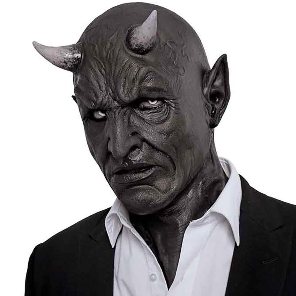 Mephistopheles Demon Horn Mask Cosplay Horror Devil Killer Latex Helmet Halloween Masquerade Carnival Party Costume Props