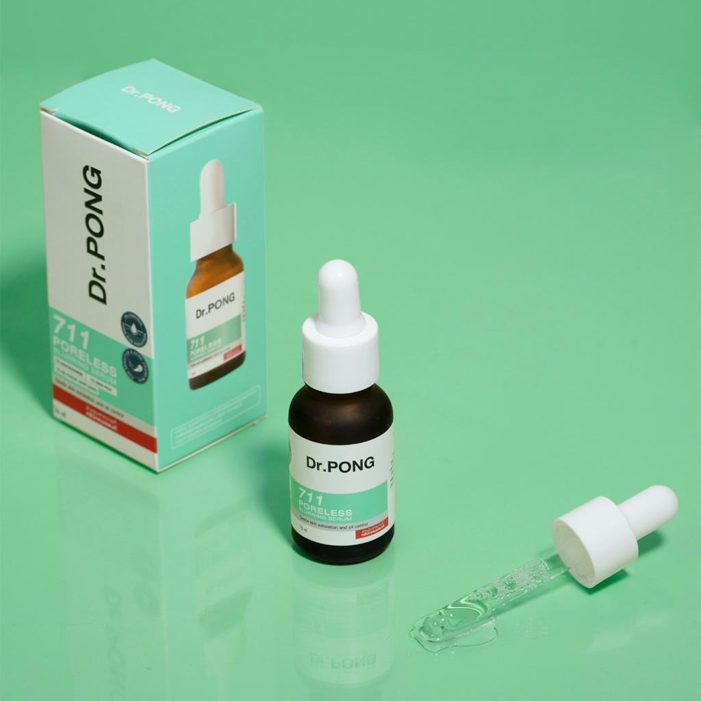 Dr.PONG+ 711 Poreless Blurring Serum, Niacinamid, Glykolsyre, ZincPCA, 16 ml. x 1 / 3 stk