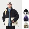 Cuello alto Combinación de colores Ropa acolchada de algodón para hombre Invierno Engrosada Cálida Ropa tipo pan Ropa de invierno acolchada de algodón para parejas Chaquetas para hombre