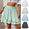 Fashion Style Ruffles Skirt High Waist Asymmetrical Pure Color Skirt High Waist Ruffled Skirt