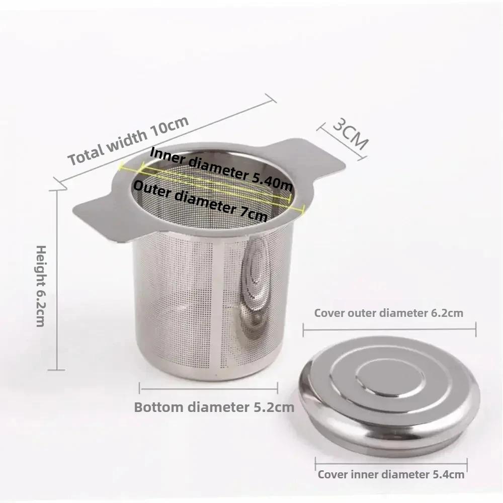 Stainless Steel Tea Infuser with Lid Double Handle Fine Mesh Filter Hanging Cup Leak Proof Strainer for Loose Leaf Tea Coffee