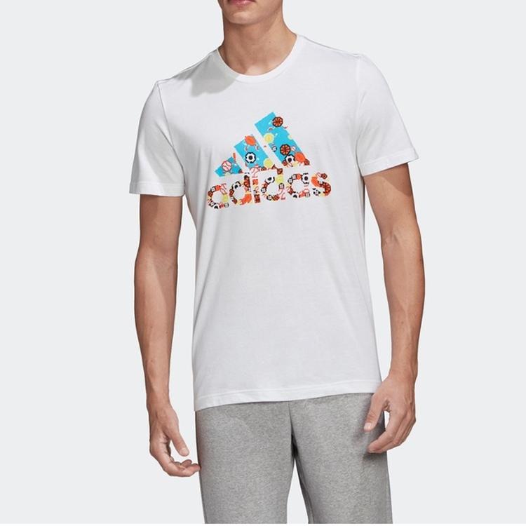 Adidas Pixel Pattern Logo Short Sleeve T-Shirt Men Tops White FN1746
