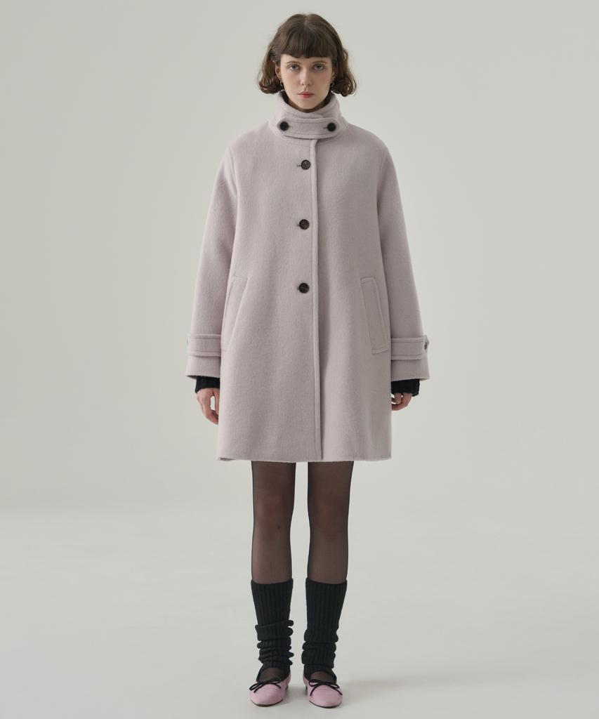 DRAWFIT WOMEN Rabbit Angora Wool Handmade Flare Half Coat [Black]