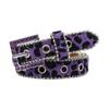 Unique Waist Chain Rhinestones Buckle Leopard Print Chain Cowgirl Belt for Women Proms Club Party for Jeans Dresses Purple 95