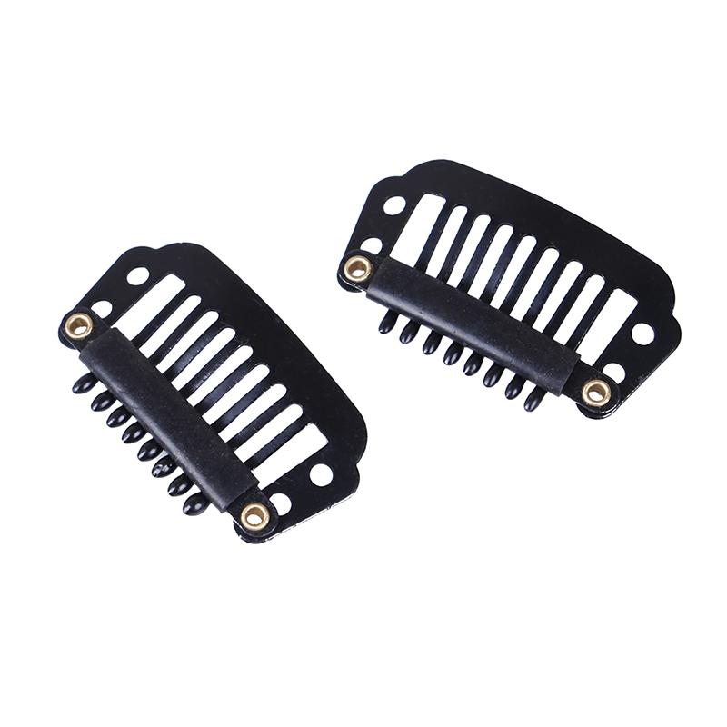 10/100 Toupee Wig Clips Snap Clips W/ Rubber Back Hair Extension Black 8 Teeth